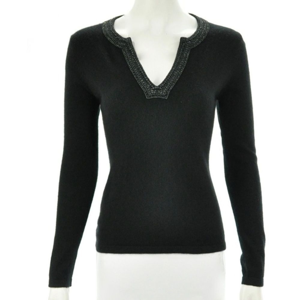 ARMAND DIRADOURIAN BLACK CASHMERE SWEATER SIZE P - Picture 4 of 5